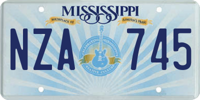 MS license plate NZA745