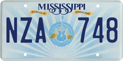 MS license plate NZA748