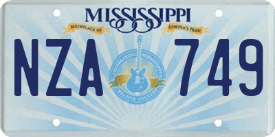 MS license plate NZA749