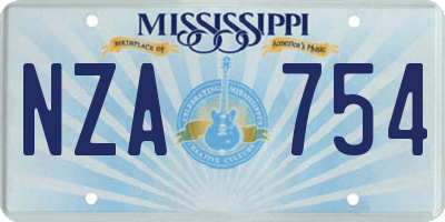 MS license plate NZA754