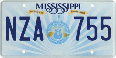 MS license plate NZA755