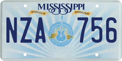 MS license plate NZA756
