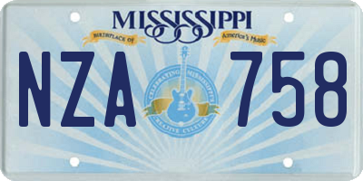 MS license plate NZA758