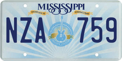 MS license plate NZA759