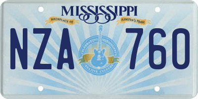 MS license plate NZA760