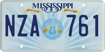 MS license plate NZA761