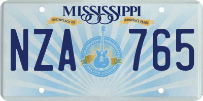 MS license plate NZA765