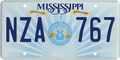 MS license plate NZA767
