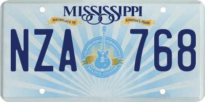 MS license plate NZA768
