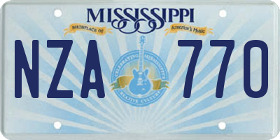 MS license plate NZA770