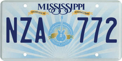 MS license plate NZA772