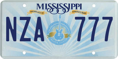 MS license plate NZA777