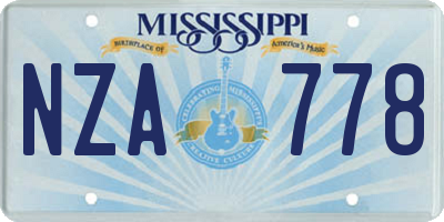 MS license plate NZA778