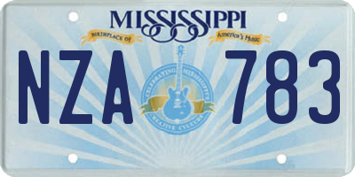 MS license plate NZA783