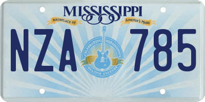 MS license plate NZA785