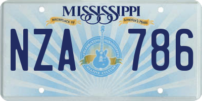 MS license plate NZA786
