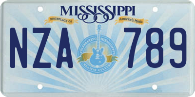 MS license plate NZA789