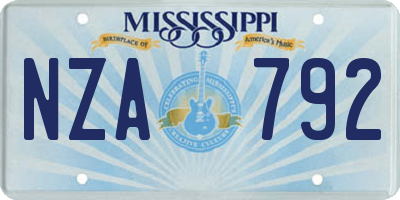 MS license plate NZA792