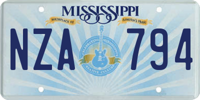 MS license plate NZA794