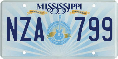 MS license plate NZA799