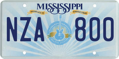 MS license plate NZA800