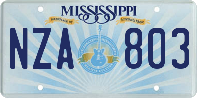 MS license plate NZA803