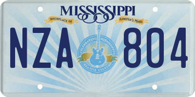 MS license plate NZA804