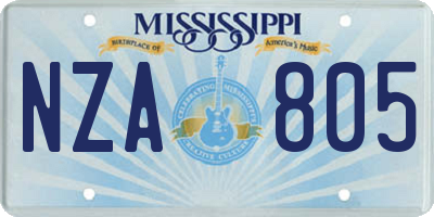 MS license plate NZA805