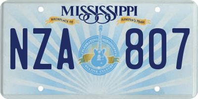 MS license plate NZA807