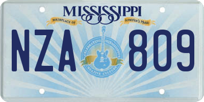 MS license plate NZA809