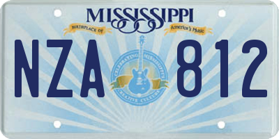 MS license plate NZA812