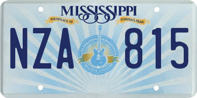 MS license plate NZA815