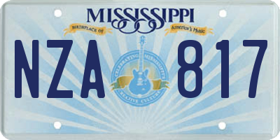 MS license plate NZA817