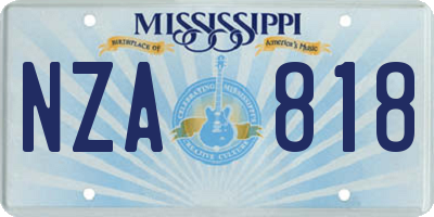 MS license plate NZA818