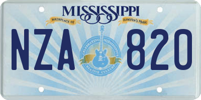 MS license plate NZA820