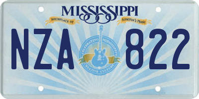 MS license plate NZA822