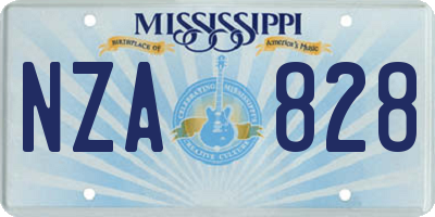 MS license plate NZA828