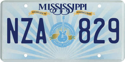 MS license plate NZA829