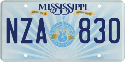 MS license plate NZA830
