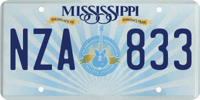 MS license plate NZA833
