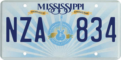 MS license plate NZA834