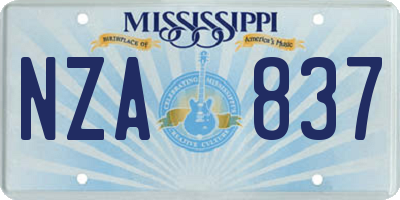 MS license plate NZA837