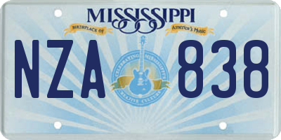 MS license plate NZA838