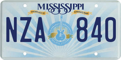 MS license plate NZA840