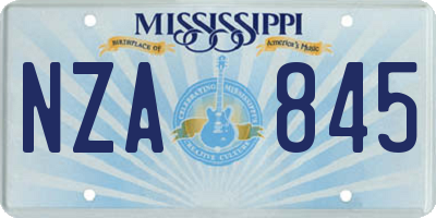 MS license plate NZA845