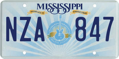 MS license plate NZA847