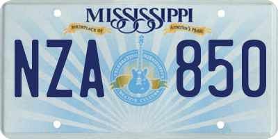 MS license plate NZA850