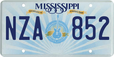 MS license plate NZA852