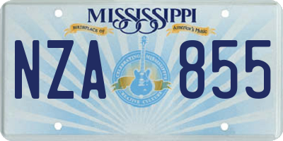 MS license plate NZA855