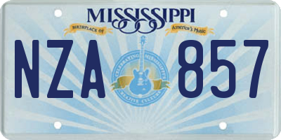 MS license plate NZA857